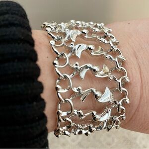 Vintage Sarah Coventry Wide Silver Tone Bracelet